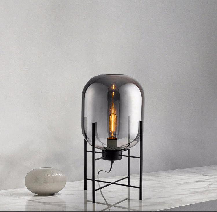 DESK TABLE LAMP GLASS SHADE Black BASE FOR HOME AND OFFICE USE - WARM WHITE - Ashish Electrical India