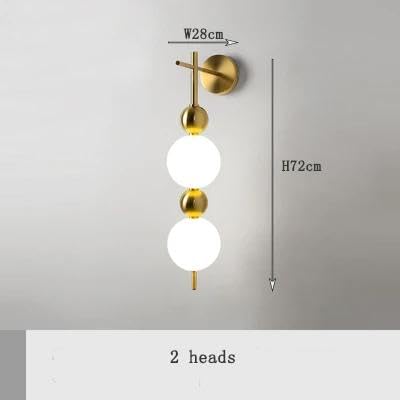 UHD New Modern Minimalist Gold Finish Body With Milky Glass and Golden Ball Multi color LED Wall Lamp For Living Room Bedroom Hall Restaurant