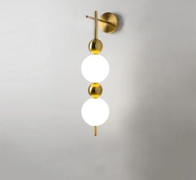 UHD New Modern Minimalist Gold Finish Body With Milky Glass and Golden Ball Multi color LED Wall Lamp For Living Room Bedroom Hall Restaurant
