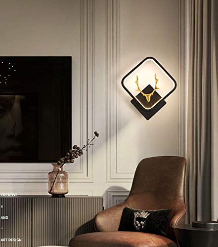 UHD-LED Stag Square Wall Lamp Light- Warm White, Gold, Black