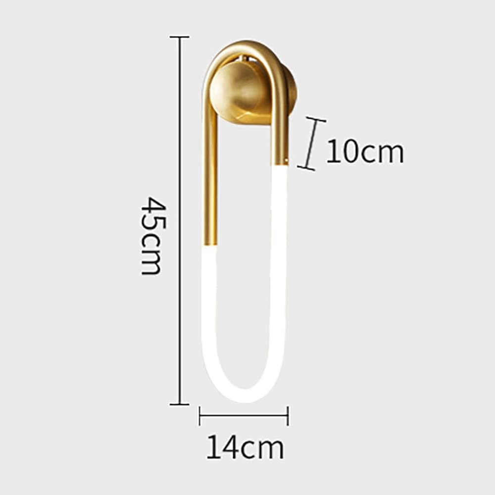 UHD Bedroom Wall Lights, Copper Long Ring Wall Light, Linear Brass Wall Lamp with Acrylic Tube, Modern LED Wall Lights, Bedside Wall Sconce, Simple Ultra-Thin Wall Lamps Compatible with Bedroom, Corrido