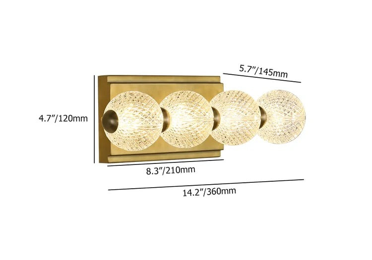 UHD 3/4/5 Light Acrylic Glass LED Golden Body Wall Light Mirror Vanity Picture Lamp - Warm White