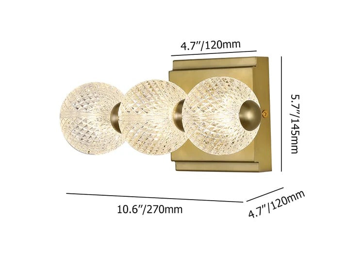 UHD 3/4/5 Light Acrylic Glass LED Golden Body Wall Light Mirror Vanity Picture Lamp - Warm White