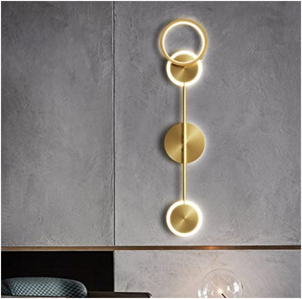UHD Stylish Gold Ring Long Wall Light