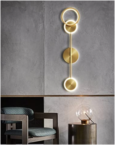 UHD Stylish Gold Ring Long Wall Light