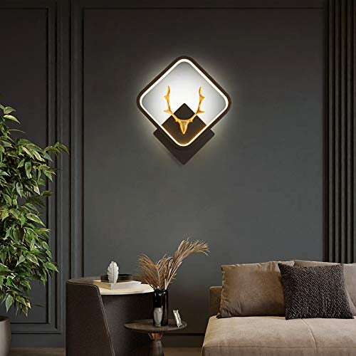 UHD-LED Stag Square Wall Lamp Light- Warm White, Gold, Black
