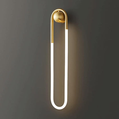 UHD Bedroom Wall Lights, Copper Long Ring Wall Light, Linear Brass Wall Lamp with Acrylic Tube, Modern LED Wall Lights, Bedside Wall Sconce, Simple Ultra-Thin Wall Lamps Compatible with Bedroom, Corrido