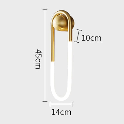 UHD Bedroom Wall Lights, Copper Long Ring Wall Light, Linear Brass Wall Lamp with Acrylic Tube, Modern LED Wall Lights, Bedside Wall Sconce, Simple Ultra-Thin Wall Lamps Compatible with Bedroom, Corrido