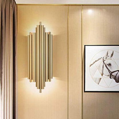 UHD- Wall Sconces Light Fixtures, Metal LED 4 Bulbs G9 Mid Century Sconce Light Wall Mounted Down Lighting Flute in Gold for Hallway Dining Living Room Restaurant Foyer Bedside lamp