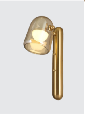 UHD Amber/smoke Glass Wall Light Brass Gold Metal Bedroom Living Room Wall Light