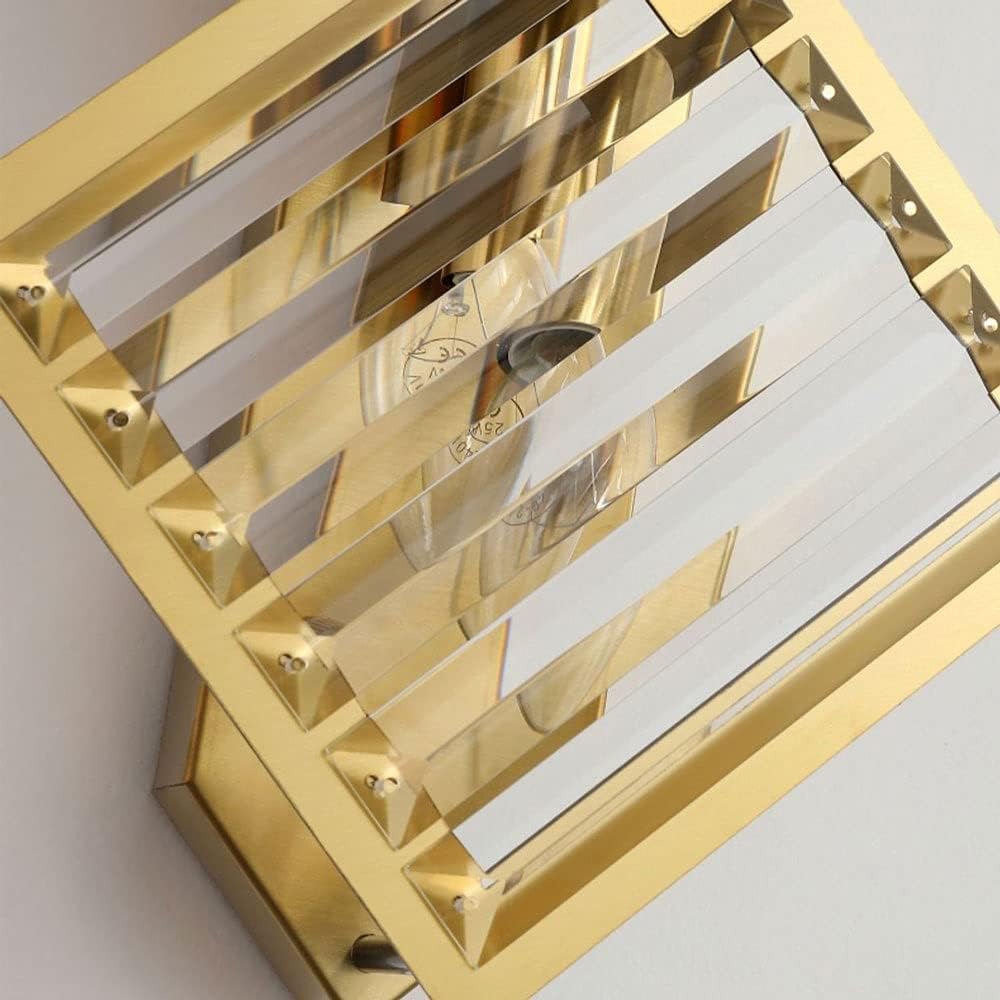 UHD Crystal Wall Sconce Geometric Wall Lamp, Modern Gold Metal Wall Light Headboard Lighting Fixture, Nordic Wall Mounted Lamps for Living Room Hallway Hotel Bedroom Bedside