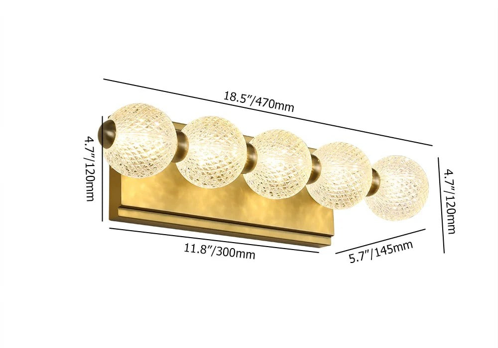 UHD 3/4/5 Light Acrylic Glass LED Golden Body Wall Light Mirror Vanity Picture Lamp - Warm White