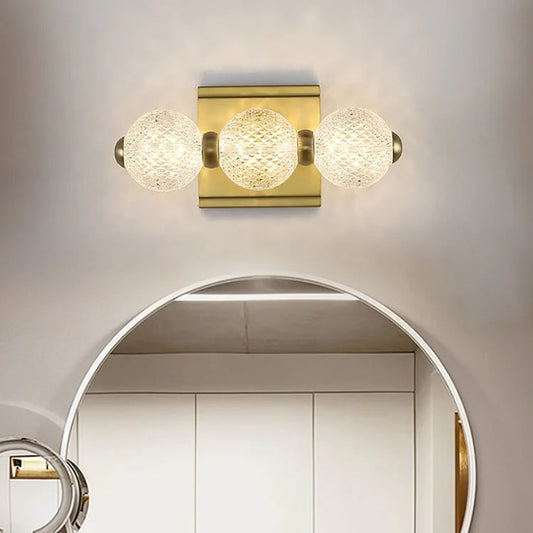 UHD 3/4/5 Light Acrylic Glass LED Golden Body Wall Light Mirror Vanity Picture Lamp - Warm White