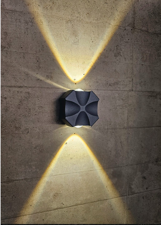 UHD 2W Square Shape IP65 Waterproof Outdoor Wall Lights, Up and Down LED Porch Light (Warm White)