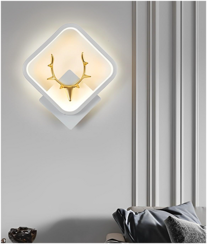 UHD-Aluminium Luxurious Deer Wall Lamp With Adjustable Colour Changing Function (White Square-A7)
