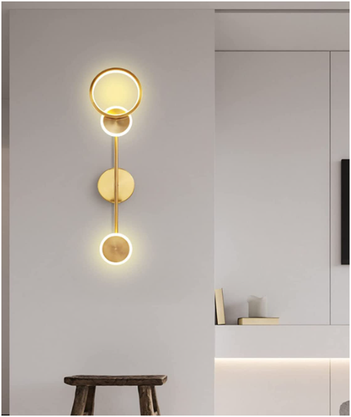 UHD Stylish Gold Ring Long Wall Light