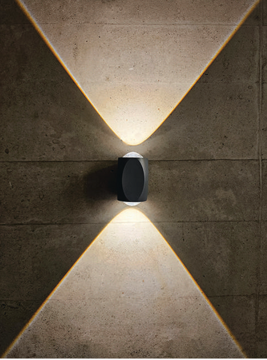UHD 2W Round Shape IP65 Waterproof Outdoor Wall Lights, Up and Down LED Porch Light (Warm White)