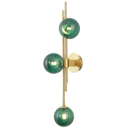 UHD 3 Light Gold Metal Green Glass Ball Wall Light Metal - Warm White